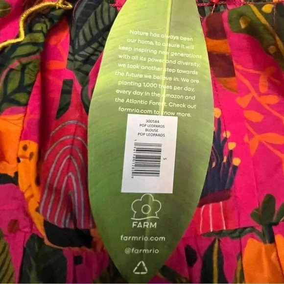 NWT FARM RIO POP LEOPARDS Short Sleeve Top BLOUSE Pink S - Picture 10 of 10